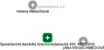 Společenství vlastníků Krásnostudenecká 459, 462, Děčín - obrázek vizuálního zobrazení vztahů obchodního rejstříku