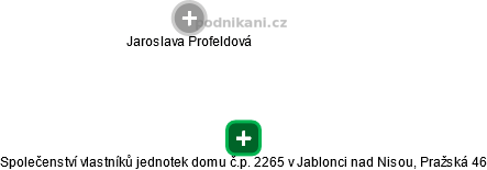 Společenství vlastníků jednotek domu č.p. 2265 v Jablonci nad Nisou, Pražská 46 - obrázek vizuálního zobrazení vztahů obchodního rejstříku