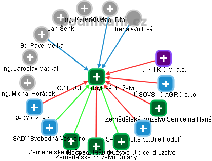 CZ FRUIT, odbytové družstvo - obrázek vizuálního zobrazení vztahů obchodního rejstříku