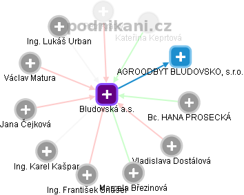 Bludovská a.s. - obrázek vizuálního zobrazení vztahů obchodního rejstříku