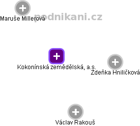 Kokonínská zemědělská, a.s. - obrázek vizuálního zobrazení vztahů obchodního rejstříku