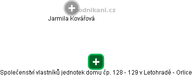 Společenství vlastníků jednotek domu čp. 128 - 129 v Letohradě - Orlice - obrázek vizuálního zobrazení vztahů obchodního rejstříku