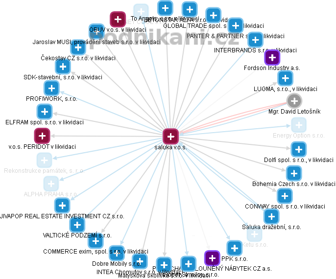 saluka v.o.s. - obrázek vizuálního zobrazení vztahů obchodního rejstříku