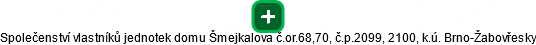 Společenství vlastníků jednotek domu Šmejkalova č.or.68,70, č.p.2099, 2100, k.ú. Brno-Žabovřesky - obrázek vizuálního zobrazení vztahů obchodního rejstříku