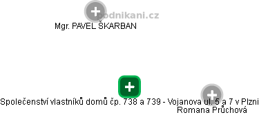 Společenství vlastníků domů čp. 738 a 739 - Vojanova ul. 5 a 7 v Plzni - obrázek vizuálního zobrazení vztahů obchodního rejstříku