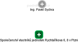 Společenství vlastníků jednotek Rychtaříkova 6, 8 v Plzni - obrázek vizuálního zobrazení vztahů obchodního rejstříku