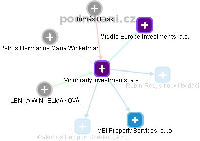 Vinohrady Investments, a.s. - obrázek vizuálního zobrazení vztahů obchodního rejstříku