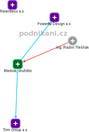 Bledule, družstvo - obrázek vizuálního zobrazení vztahů obchodního rejstříku