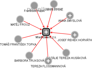 Mladí zelení, z.s. - obrázek vizuálního zobrazení vztahů obchodního rejstříku