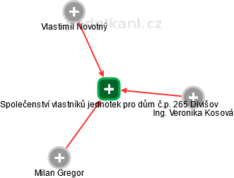 Společenství vlastníků jednotek pro dům č.p. 265 Divišov - obrázek vizuálního zobrazení vztahů obchodního rejstříku