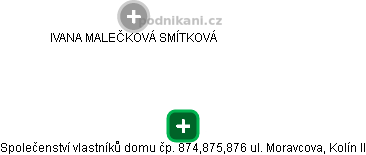 Společenství vlastníků domu čp. 874,875,876 ul. Moravcova, Kolín II - obrázek vizuálního zobrazení vztahů obchodního rejstříku