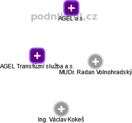 AGEL Transfúzní služba a.s. - obrázek vizuálního zobrazení vztahů obchodního rejstříku