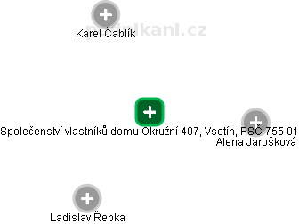 Společenství vlastníků domu Okružní 407, Vsetín, PSČ 755 01 - obrázek vizuálního zobrazení vztahů obchodního rejstříku
