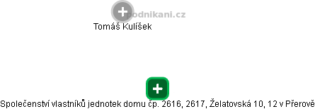 Společenství vlastníků jednotek domu čp. 2616, 2617, Želatovská 10, 12 v Přerově - obrázek vizuálního zobrazení vztahů obchodního rejstříku