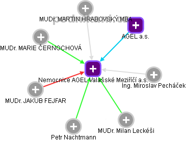 Nemocnice AGEL Valašské Meziříčí a.s. - obrázek vizuálního zobrazení vztahů obchodního rejstříku
