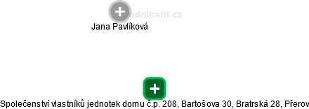 Společenství vlastníků jednotek domu č.p. 208, Bartošova 30, Bratrská 28, Přerov - obrázek vizuálního zobrazení vztahů obchodního rejstříku