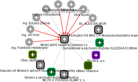 Místní akční skupina Opavsko z.s. - obrázek vizuálního zobrazení vztahů obchodního rejstříku
