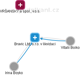 Bravic Ltd, s.r.o. v likvidaci - obrázek vizuálního zobrazení vztahů obchodního rejstříku