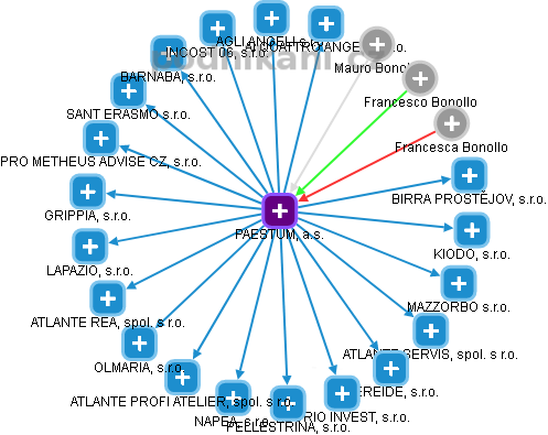 PAESTUM, a.s. - obrázek vizuálního zobrazení vztahů obchodního rejstříku
