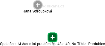 Společenství vlastníků pro dům čp. 48 a 49, Na Třísle, Pardubice - obrázek vizuálního zobrazení vztahů obchodního rejstříku
