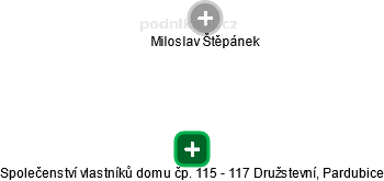 Společenství vlastníků domu čp. 115 - 117 Družstevní, Pardubice - obrázek vizuálního zobrazení vztahů obchodního rejstříku