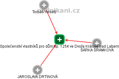 Společenství vlastníků pro dům čp. 1254 ve Dvoře Králové nad Labem - obrázek vizuálního zobrazení vztahů obchodního rejstříku