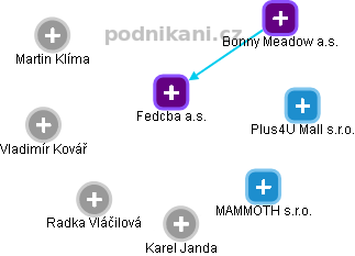 Fedcba a.s. - obrázek vizuálního zobrazení vztahů obchodního rejstříku