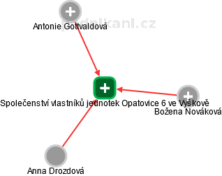Společenství vlastníků jednotek Opatovice 6 ve Vyškově - obrázek vizuálního zobrazení vztahů obchodního rejstříku