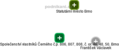 Společenství vlastníků Černého č.p. 806, 807, 808, č. or. 46, 48, 50, Brno - obrázek vizuálního zobrazení vztahů obchodního rejstříku