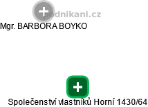 Společenství vlastníků Horní 1430/64 - obrázek vizuálního zobrazení vztahů obchodního rejstříku