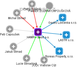 HAMR - Sport a.s. - obrázek vizuálního zobrazení vztahů obchodního rejstříku