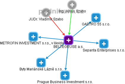 BELTEGEUSE a.s. - obrázek vizuálního zobrazení vztahů obchodního rejstříku