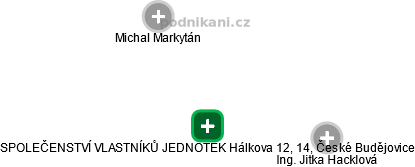 SPOLEČENSTVÍ VLASTNÍKŮ JEDNOTEK Hálkova 12, 14, České Budějovice - obrázek vizuálního zobrazení vztahů obchodního rejstříku