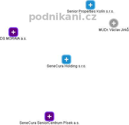 SeneCura Holding s.r.o. - obrázek vizuálního zobrazení vztahů obchodního rejstříku