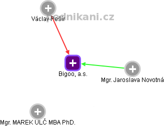 Bigoo, a.s. - obrázek vizuálního zobrazení vztahů obchodního rejstříku