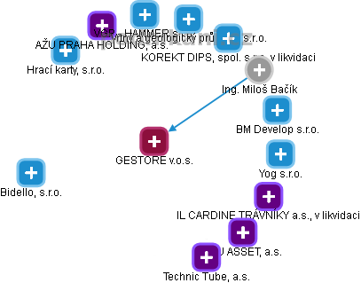 GESTORE v.o.s. - obrázek vizuálního zobrazení vztahů obchodního rejstříku