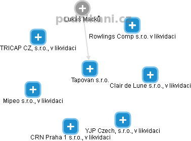 Tapovan s.r.o. - obrázek vizuálního zobrazení vztahů obchodního rejstříku