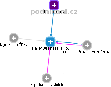 Rasty Business, s.r.o. - obrázek vizuálního zobrazení vztahů obchodního rejstříku