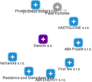 Savonix a.s. - náhled vizuálního zobrazení vztahů obchodního rejstříku