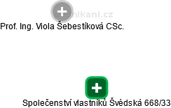 Společenství vlastníků Švédská 668/33 - obrázek vizuálního zobrazení vztahů obchodního rejstříku