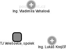 TJ Velešovice, spolek - obrázek vizuálního zobrazení vztahů obchodního rejstříku