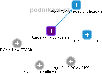 Agrostav Pardubice a.s. - obrázek vizuálního zobrazení vztahů obchodního rejstříku