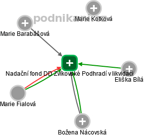Nadační fond DD Zvíkovské Podhradí v likvidaci - obrázek vizuálního zobrazení vztahů obchodního rejstříku