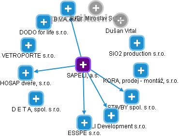 SAPELI, a.s. - obrázek vizuálního zobrazení vztahů obchodního rejstříku