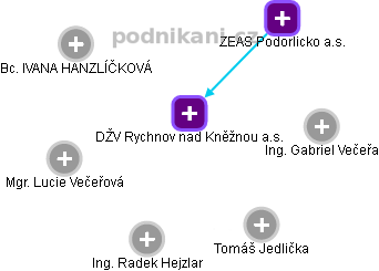 DŽV Rychnov nad Kněžnou a.s. - obrázek vizuálního zobrazení vztahů obchodního rejstříku