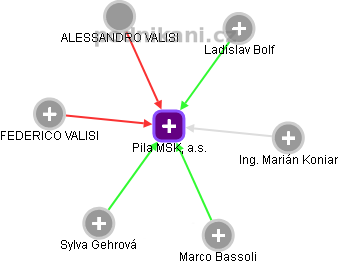 Pila MSK, a.s. - obrázek vizuálního zobrazení vztahů obchodního rejstříku