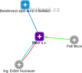 Belet a.s. - obrázek vizuálního zobrazení vztahů obchodního rejstříku