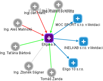 Eligo a.s. - obrázek vizuálního zobrazení vztahů obchodního rejstříku