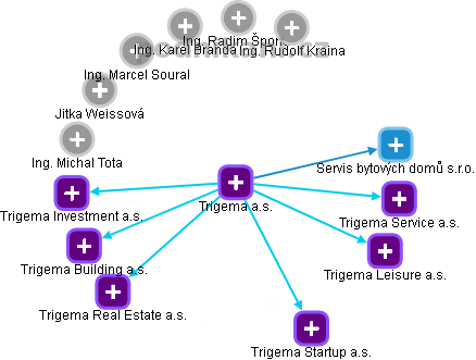 Trigema a.s. - obrázek vizuálního zobrazení vztahů obchodního rejstříku
