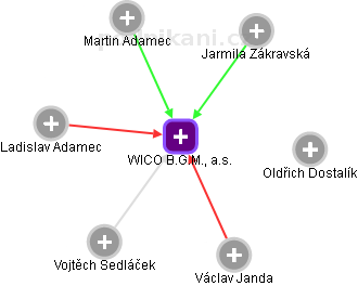 WICO B.G.M., a.s. - obrázek vizuálního zobrazení vztahů obchodního rejstříku